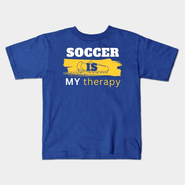 SCTX003 - Soccer is my therapy Kids T-Shirt by Tee Vibes Co.
